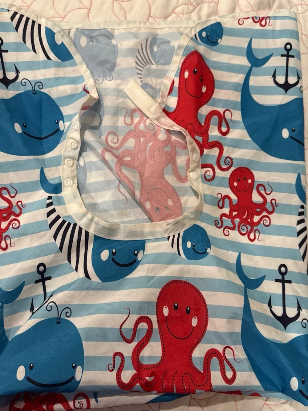 Used Kids Ocean Cape for cut hair /Friends Sleeveless  - Blue & Red(85cmLx72cmW)